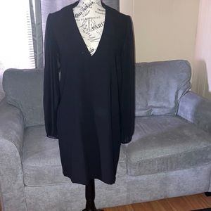 Zara Black Mini Dress V-Neck Size L